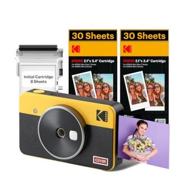 Imagem de Kodak Mini Shot 2 Retro | Pacote de 68 folhas | Câmera instantânea sem fio portátil e impressora fotográfica, compatível com dispositivos iOS e Android e Bluetooth, Foto real (2,1x3,4)