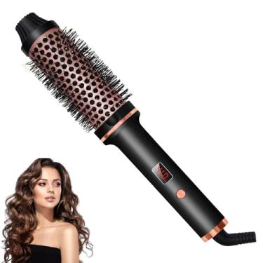 Imagem de Escova térmica, escova redonda aquecida iônica de 1,5 polegadas, escova de cabelo ondulado, escova de estilo de calor instantâneo, modelador de ar quente 3 em 1 e secador de cabelo giratório para