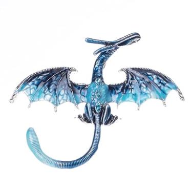 Imagem de Broche de dragão esmaltado vintage punk animal broches de cristal alfinetes de lapela dominadores dragões voadores broche personalidade roupas chapéu bolsa acessórios para homens mulheres cachecol