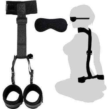 Imagem de BDSM Neck to Wrist Bondage Restraints Set - Behind Back Handcuffs Collar with Blindfold Adjustable Bondage Gear & Accessories, Bed SM Games Play Sex Toys for Couples