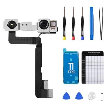 Imagem de DGSCSMY Kit de reparo de peça de reposição para câmera frontal iPhone 11 Pro 12MP 14.7 cm com módulo de lente OEM estruturado receptor de luz transmissor cabo flexível ferramentas de reparo completas