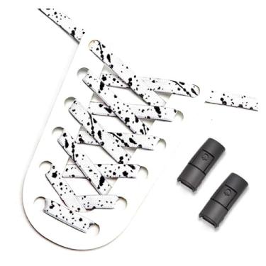 Imagem de Flat Shoe Laces Without Ties Elastic Shoelaces Men And Women Sports Casual Shoes Accessories Lazy Shoelace (Color : White black)