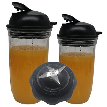 Imagem de Lâmina de substituição fácil de torcer com copo de 680 g e copo de 940 ml com tampa, compatível com o liquidificador Nutribullet Select 1200 (NB07200-1210) (1 * 947 ml + 1 * 680 g com alça)