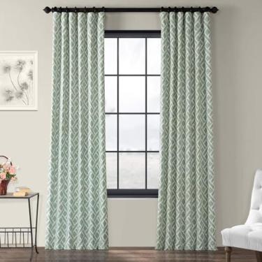 Imagem de HPD Half Price Drapes PRCT-D07B-84 Cortina de algodão estampada (1 painel), 127 x 213 cm, Martinique Aqua