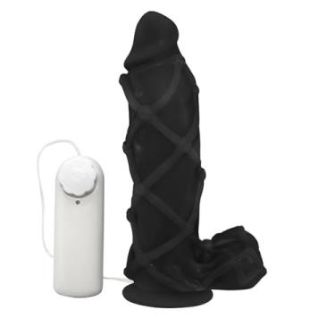 Imagem de Pênis Maciço Dominador em PVC Flexível Vibrador e Ventosa 22 x 6,8cm Preto