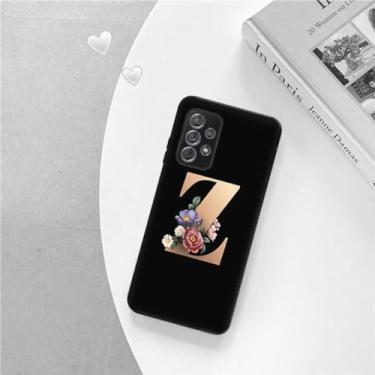 Imagem de Capa de telefone preta fosca macia para samsung a52 a32 a72 a22 4g a52s a12 a42 5g 26 letras capa inicial de flor, b26, para a22 5g