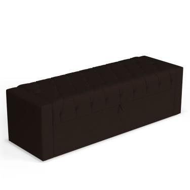 Imagem de Calçadeira Báu Casal Padrão Atena 140cm Capitonê Sintético Marrom - Desk Design
