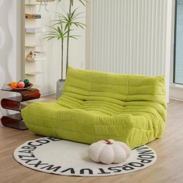 Imagem de N&V Sofá CUBICUS, sofá de espuma de assento único, sofá de chão sem braços, de espuma híbrida, com otomano combinando (Fireside LOVESEAT, Lime)