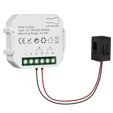 Imagem de eMylo Monitor de energia inteligente 1 canal 80A WiFi Power Meter, pinça de corrente, Wi-Fi de 2,4 GHz, monitorização em tempo real, Smart Life/TUYA APP, monitorização de energia doméstica, compatível