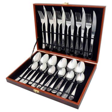 Imagem de Faqueiro Aço Inox Talheres 24 Peças Na Maleta 