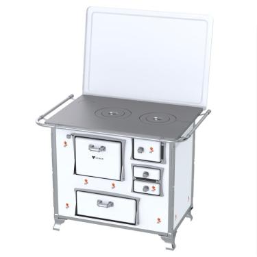 Imagem de Fogao a Lenha GII N 2 Gab Branco Flor com Tampa