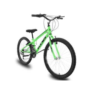 Imagem de Bicicleta Infantil Masculina Aro 24 KOG Alumínio 18 Marcha,Verde Neon Preto