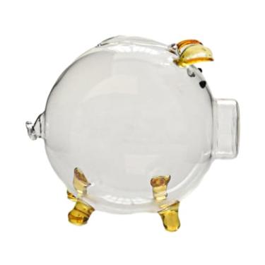 Imagem de IEUDNS Cofrinho de vidro transparente, ornamento para banco de dinheiro, jarra de vidro para casa, sala de estar, desktop, café, decoração, eu