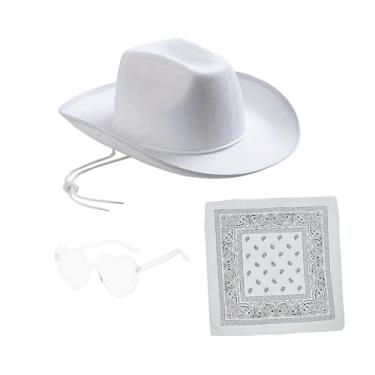 Imagem de Generic Chapéu de vaqueira adereços chapéu de cowboy ocidental para concertos de Halloween de aniversário de festival, BRANCO