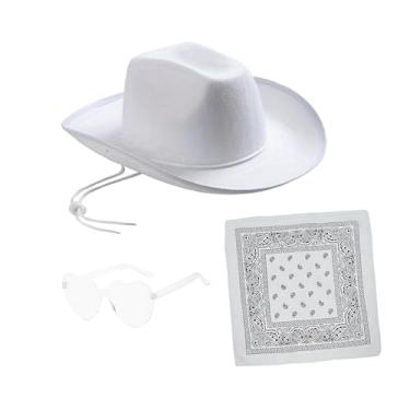 Imagem de YIJU Chapéu de cowboy ocidental, chapéu de vaqueira para clube, carnaval, dança, festival de música, aniversário, BRANCO