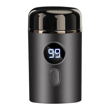 Imagem de Milageto Barbeador masculino de viagem, mini barbeador, barbeador portátil compacto removível, aparador de barba facial para acampamento, escritório, cinza