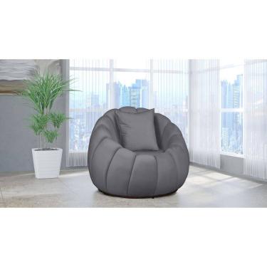 Imagem de Poltrona Decorativa Concha Giratória Almofada Veludo Cinza - Londrilar