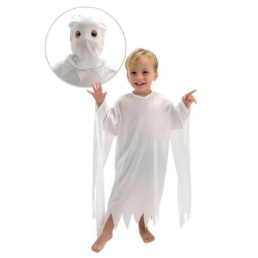 Imagem de Fantasia Infantil Fantasma Fantasminha Halloween Com Capuz (M)