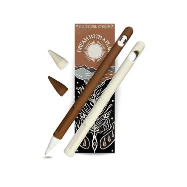 Imagem de Blue Dune Studio Capa protetora para Apple Pencil 1ª geração, capa para Apple Pencil, compatível com carregamento magnético e toque duplo, cores neutras Boho (marrom/bege, pacote com 2)