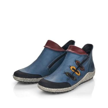 Imagem de Rieker Z7582 Liv Bota feminina com zíper no tornozelo, Schwarz/Royal/Forest/Honig/Brandy/Wine, 5-5.5