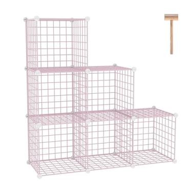 Imagem de C&AHOME Armazenamento de cubo de arame, 6 - organizadores de cubos grades C de metal, unidades de prateleiras modulares, organizador de armário, ideal para casa, escritório, sala de estar, 92 cm C x