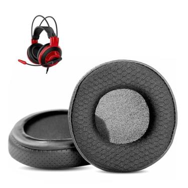 Imagem de XRHTONG Almofadas de fone de ouvido duráveis e respiráveis, compatíveis com MSI DS502 DS-502 DS501 Almofadas auriculares (couro perfurado/tecido durável e espuma de memória)