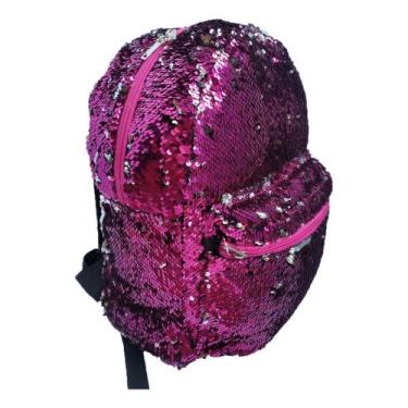 Imagem de Mochila Costas Rosa E Prata Paete Fashion Clio Girls