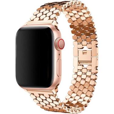 Imagem de Pulseira Aço Ladrilho Compatível com Apple Watch - Baú do Viking, Rose