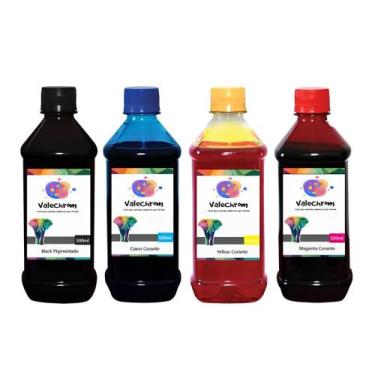 Imagem de Kit 4 Tinta Compatível HP 21 22 27 28 56 e 57 de 500ml BK Pigmentado -