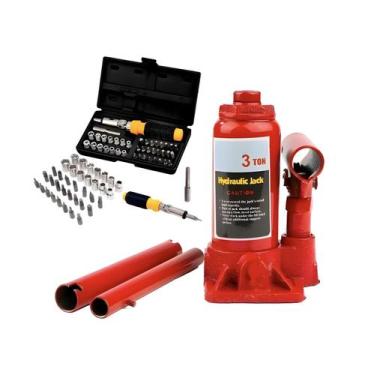 Imagem de Macaco Hidráulico Garrafa 3 Toneladas + 40 Soquetes - Dubai
