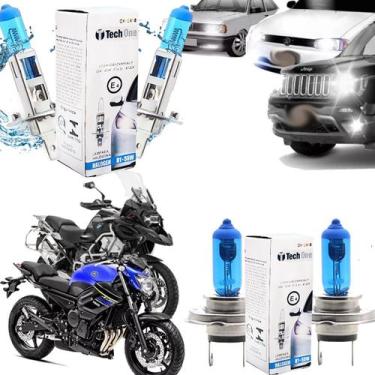 Imagem de Kit Lâmpadas Carrro e Moto Super Branca H7 + H1 Efeito Xenon - Tech On
