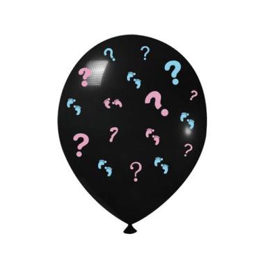 Imagem de Balão bexiga chá revelação bebê interrogação  preto 9 pol. - TAMAROZZI