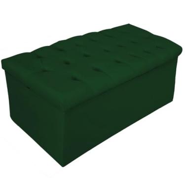 Imagem de Calçadeira Recamier Estofada Baú Mel Capitonê 90 cm Suede Verde Quarto - AM Decor