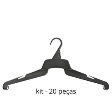 Imagem de Cabide adulto 42 cm kit - 10251 - IOPLAST, Preto, 20 peças