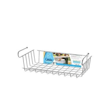 Imagem de Cesto Prateleira 37 Cm Aramado Armário Organizador Aço Cromado - ARTHI
