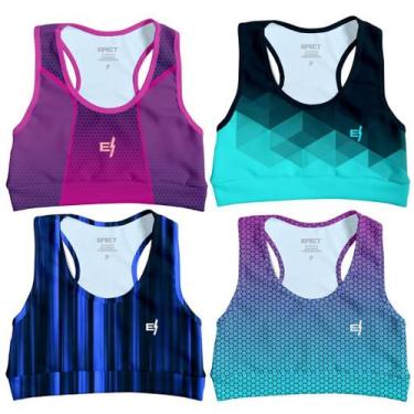 Imagem de Kit 4 Cropped Academia Feminino Fitness Top Treino Confortavel Estampa