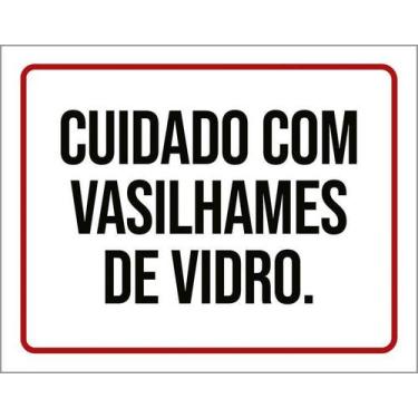 Imagem de Placa De Sinalização - Cuidado Com Vasilhames De Vidro 27X35 - Sinaliz