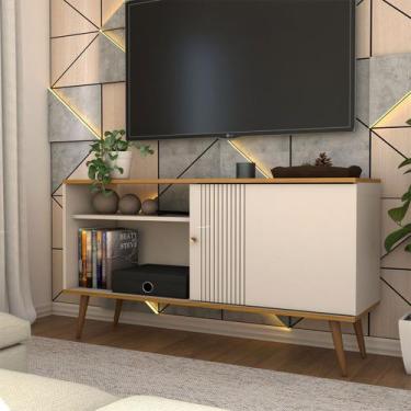 Imagem de Rack para TV Até 50 Polegadas Retrô 1 Porta 1 Prateleira Cinamomo/Off 