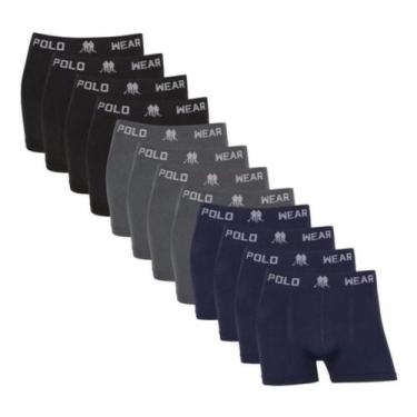 Imagem de Kit 12 Cueca Boxer Masculino Polo Wear Microfibra Sem Costura, Sortido