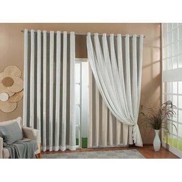 Imagem de Cortina Ge Linho Forro Blackout 3,00X2,80 Palha E Marfim - Doce Lar En