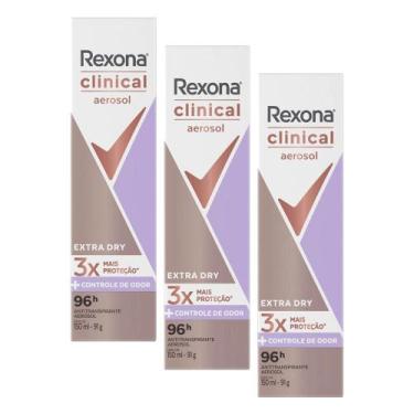 Imagem de Kit 3 Desodorantes Antitranspirante Rexona Clinical Extra Dry 150ml