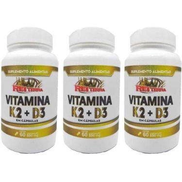 Imagem de 4 Vitamina K2 Mk7 65mcg + Vitamina D3 Colecalciferol 5mcg - Rei terra,