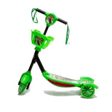 Imagem de Patinete Verde 3 Rodas + Ovo Dinossauro Nasce Na Água - DM Toys