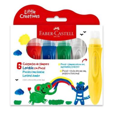 Imagem de Pincéis com Guache Lavável Jumbo 6 Cores FABER-CASTELL