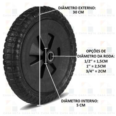Imagem de 2 Pneu Roda Flexível Carrinho De Mão Sem Câmara Resistente - Roma, Eix