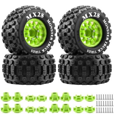 Imagem de GLOBACT MX28 F/R 2.8" RC Tires with 12mm/14mm Hex Adapter for ARRMA Big Rock Granite VORTEKS 3S TRAXXAS Stampede 1/10 RC Truck Car (4PCS Green)