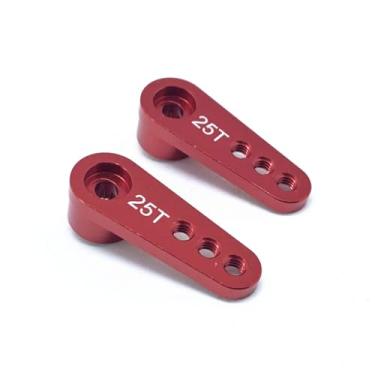 Imagem de KingVal 2PCS Replacement Aluminum 25T Servo Horn Servo Arm Compatible with Futaba Savox Xcore MG995 MG996R MG946R Servos (Red)