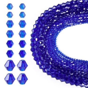 Imagem de Pandahall 16 fios de contas de cristal bicone 3-6 mm facetado contas de cristal bicone transparente contas soltas de vidro para pulseira missangas Suncatcher artesanato fabricação de joias (azul