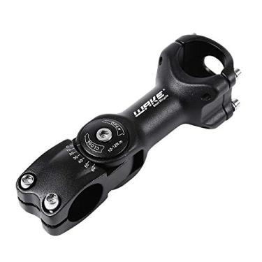 Imagem de WAKE Haste MTB 25,4 110 mm 0-60 graus ajustável haste de bicicleta de montanha haste de guidão curto para a maioria das bicicletas, bicicleta de estrada, MTB, BMX, Fixie Gear, ciclismo (liga de alumínio, leve, preto)