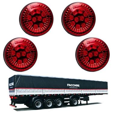 Imagem de 4 Lanternas Traseira LED Facchini 125mm Rubi Bivolt - DW Componentes